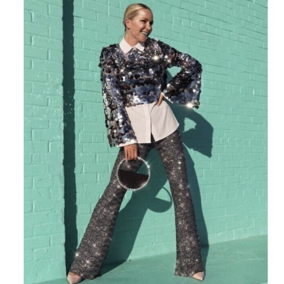 {Zara} Sequin Flared Legging Pants • XS, S - Picture 14 of 15